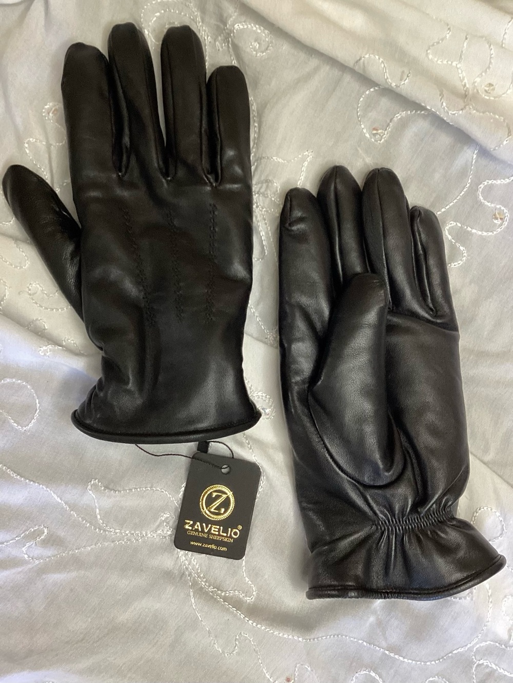 Genuine Sheepskin Black Leather Gloves - Classic Dress Style L